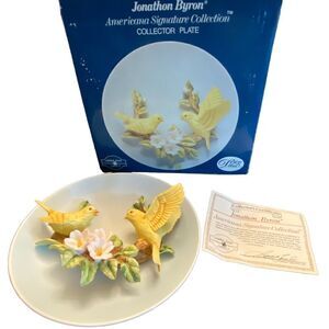 Vintage Jonathan Byron 3D Beautiful Canary Grouping  1988 Collectors Plate